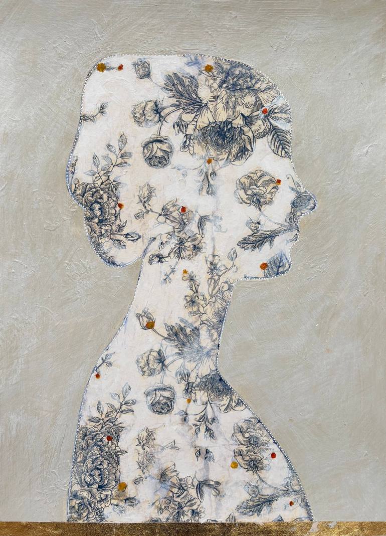 Body as a container/ blue cotton Original Drawing by Karenina Fabrizzi